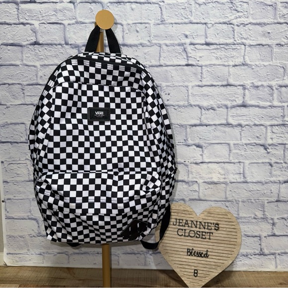 Unisex, Vans Old Skool Check Backpack, black and white - Picture 1 of 14